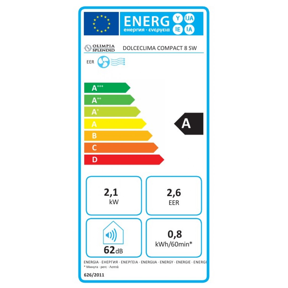 Klimatyzator przenośny Olimpia Splendid Dolceclima Compact 8 SW Klimatyzator przenośny Olimpia Splendid Dolceclima Compact 8 SW