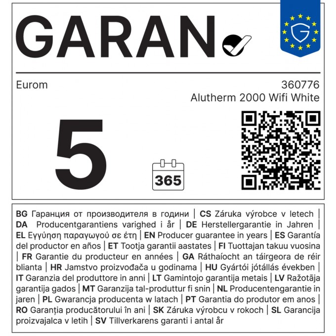 Grzejnik konwektorowy elektryczny EUROM Alutherm 2000 Wifi